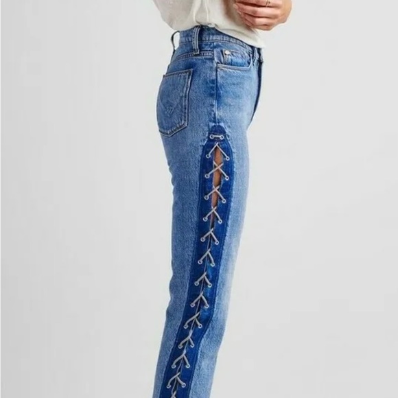 HUDSON Sz28 ZOEEY HI-WAIST CROP STRAIGHT LACE UP JEANS HIGH SPIRITS NWT - Picture 6 of 11